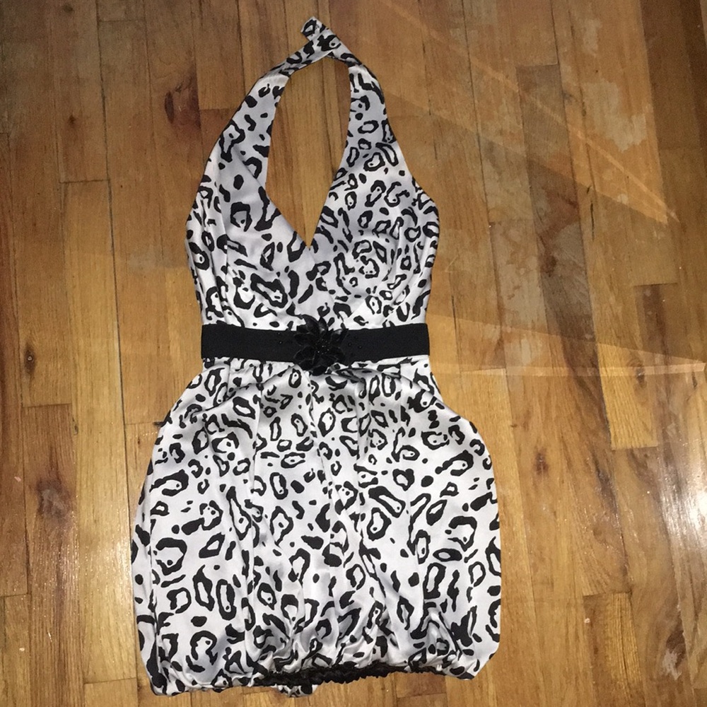 Bebe Black & White Halter Dress Size XXS